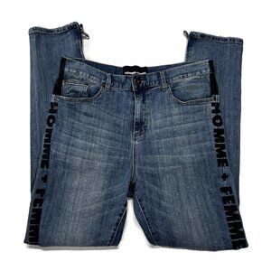 Homme Femme Jeans Mens 32x32 Blue Slim Straight Jeans‎ Ankle Zip Distressed